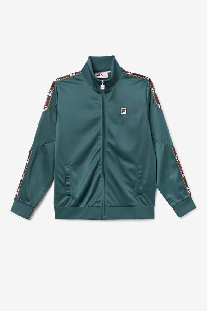 Fila Carson Track Green Jacket Mens - NZ 10594-ZHRQ